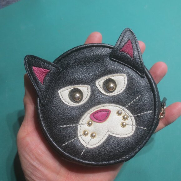 Fun Cute Adorable Black Cat Head Leatherette Coin and Money Purse. - Picture 10 of 10